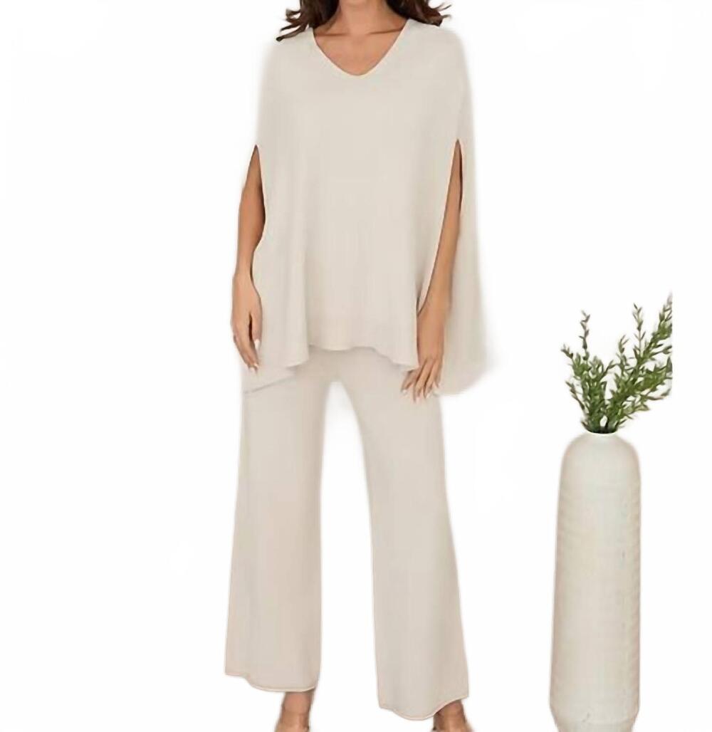 NEW MILIO MILANO crop knit flare cozy pant in cream